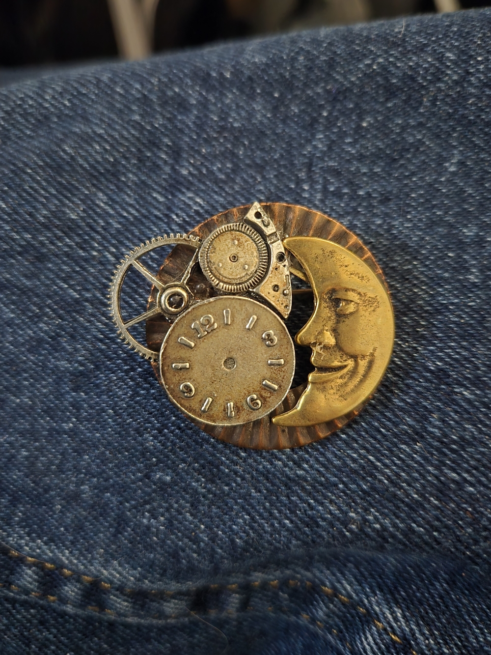 Steampunk Moon Gear Brooch By Cara Stimmel